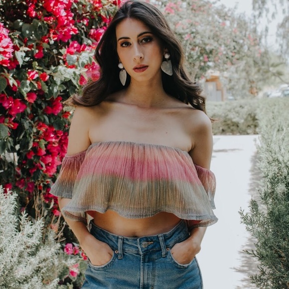 Honey Punch Tops - *24 FRIDAY SALE* Another Round Glitter Crop Top